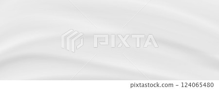 Smooth grey wave background. Subtle curve line cream texture. Abstract gray template wallpaper for medical, tech, cosmetic, poster, flyer, brochure. Soft gris gradient backdrop. Vector 124065480