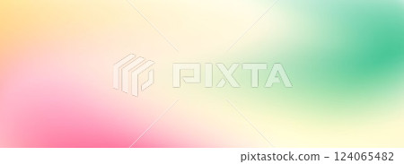 Green and pink smooth gradient. Springtime color blur background. Summer mood pastel blurred gradient backdrop. Soft abstract theme wallpaper for poster, banner, design template, presentation. Vector 124065482