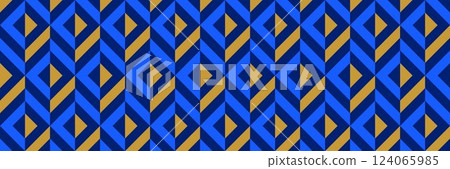 Seamless masculine chevron pattern. Blue and brown geometric rhombus background for design textile, fabric swatch, scarf cloth, print template. Navy color repeating diamond wallpaper. Vector backdrop 124065985