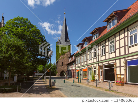 Westerntor Tower and Half-Timbered Houses in Wernigerode, Germany Westerntor Tower and Half-Timbered Houses in Wernigerode, Germany 124066363
