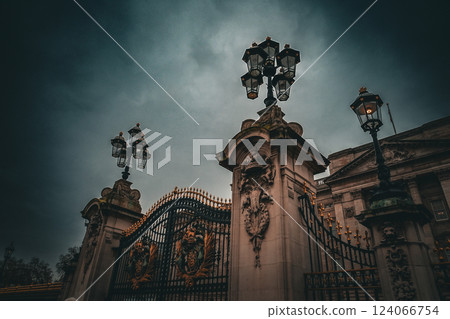 Buckingham Palace gate and lamp Buckingham Palace gate and lamp 124066754