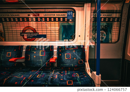 Subway interior and station signs 124066757