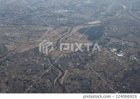 渡良瀨水庫的鳥瞰圖 124066929