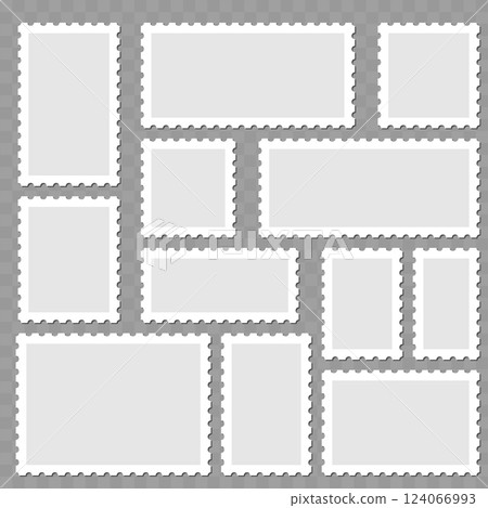 Collection of Blank Paper Stamps. Vector 124066993