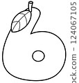 Outline doodle cartoon number 6, mango number for kids, worksheet  124067105