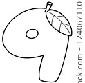 Outline doodle cartoon number 9, mango number for kids, worksheet  124067110