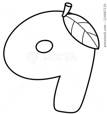 Outline doodle cartoon number 9, mango number for kids, worksheet Outline doodle cartoon number 9, mango number for kids, worksheet 124067110