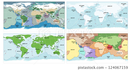 World Map with Tectonic Plates World Map with Tectonic Plates 124067159