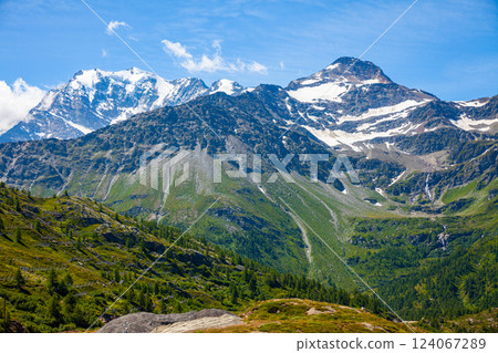 Scenic view from Simplon pass in Switzerland 124067289