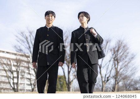 High school boys going to school High school boys going to school 124068045