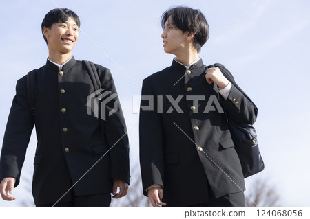 High school boys going to school High school boys going to school 124068056
