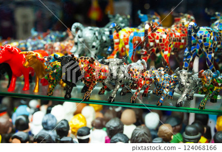 Colorful Mosaic figures - Souvenirs of Barcelona on showcase Colorful Mosaic figures - Souvenirs of Barcelona on showcase 124068166