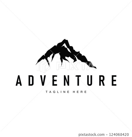 minimalist adventure design with simple mountain logo concept silhouette nature illustration template 124068420