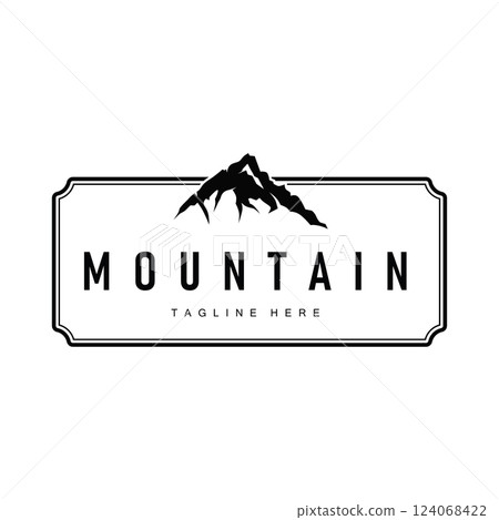 minimalist adventure design with simple mountain logo concept silhouette nature illustration template 124068422