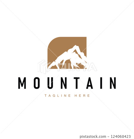 minimalist adventure design with simple mountain logo concept silhouette nature illustration template 124068423