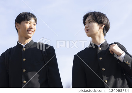 High school boys going to school High school boys going to school 124068784