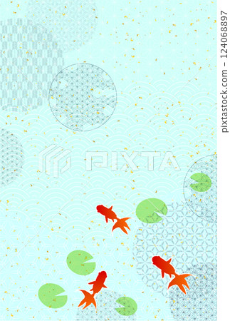 Goldfish summer watercolor Japanese pattern background Goldfish summer watercolor Japanese pattern background 124068897