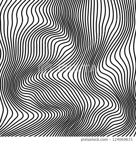 Abstract background with wavy lines. Black and white vector pattern.. 124069631