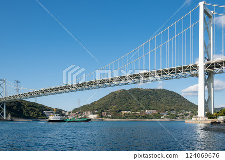[Kitakyushu Moji Port: Kanmon Straits and Kanmon Bridge from Norfolk Square] 124069676