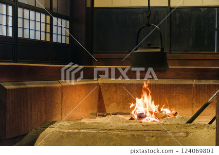 Burning firewood Burning firewood 124069801