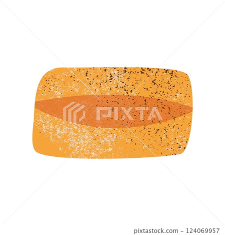Fresh ciabatta bread. Traditional italian loaf with crispy crust, healthy organic bakery product for breakfast snack, delicious wheat baked whole loaf. Vector isolated illustration Fresh ciabatta bread. Traditional italian loaf with crispy crust, healthy organic bakery product for breakfast snack, delicious wheat baked whole loaf. Vector isolated illustration 124069957