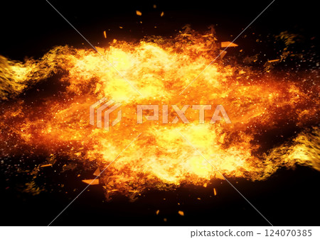 3d illustration of a burning fireball on a black background 3d illustration of a burning fireball on a black background 124070385