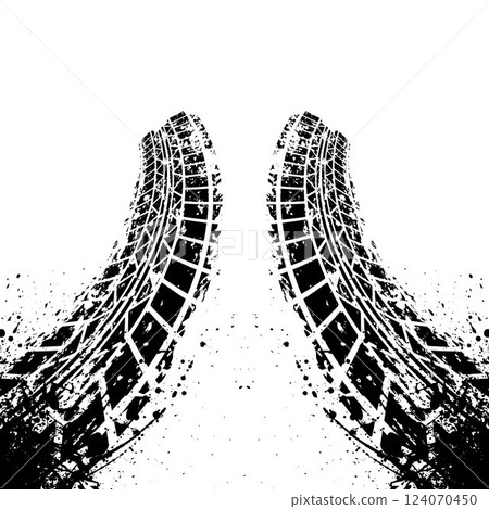 Old grunge tire track perspective 124070450