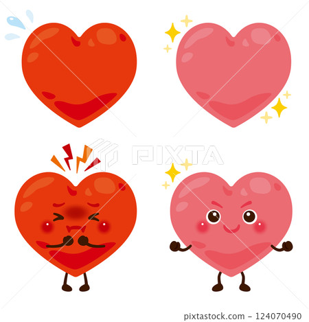 A character with a panicked heart and a character with a cheerful heart A character with a panicked heart and a character with a cheerful heart 124070490