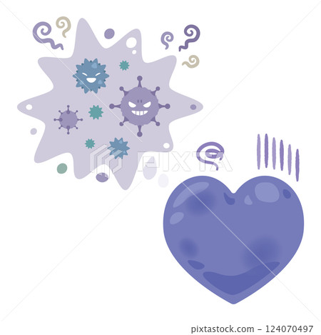 Illustration of a heart afraid of stress 124070497
