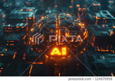 Digital Brain with AI Neural Network Digital Brain with AI Neural Network 124070956
