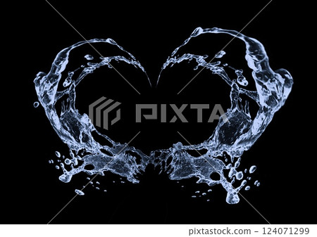 3d illustration of abstract blue water splashes on black background 124071299