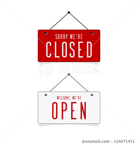 Open and closed sign isolated on white background Open and closed sign isolated on white background 124071451