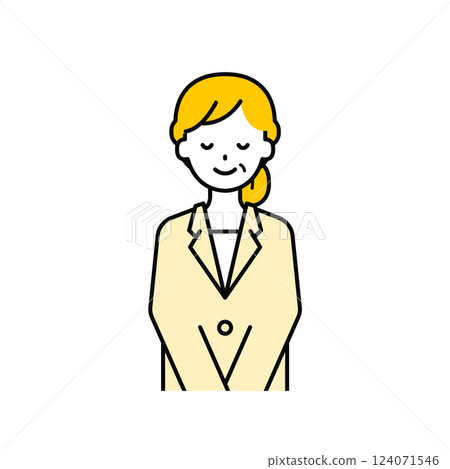 Upper body pose_simple senior office worker woman 18 124071546
