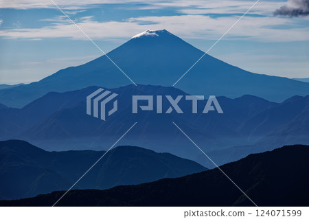 Mount Fuji as seen from Mount Senmai in the Southern Alps Mount Fuji as seen from Mount Senmai in the Southern Alps 124071599