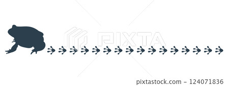 Line silhouette of a frog walking and leaving footprints Line silhouette of a frog walking and leaving footprints 124071836