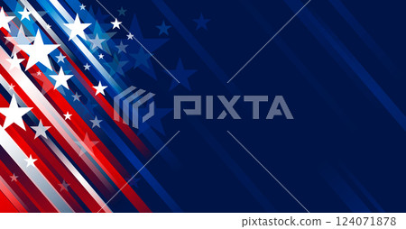 4th of july USA independence day banner design of stars and line on blue background with copy space vector illustration 124071878