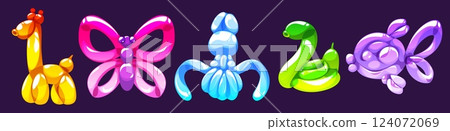 Air balloon animals set isolated on black Air balloon animals set isolated on black 124072069