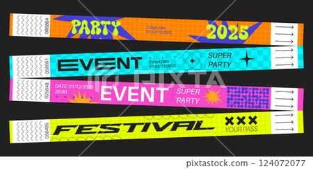 Party bracelet mockups set isolated on black 124072077