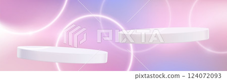 Round platforms floating on gradient background 124072093