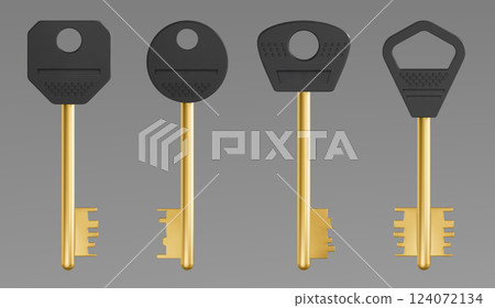 Golden skeleton keys set isolated on background 124072134
