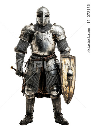 Medieval Knight in Full Armor with Sword and Shield Medieval Knight in Full Armor with Sword and Shield 124072186