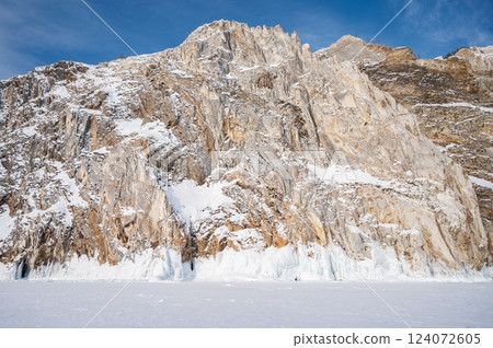 The landscape at Uzury bay the Eastern shore of Olkhon Island in Siberia, Russia. 124072605