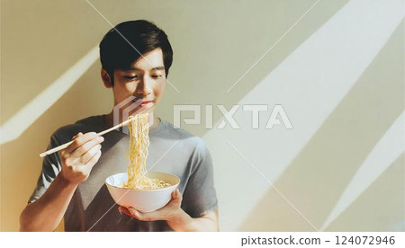 People eating ramen, meal, cooking, health, diet image 124072946