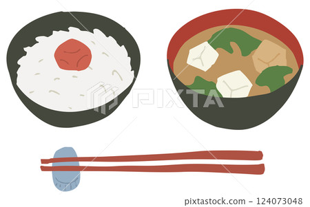 白飯和味噌湯（配梅子） 124073048