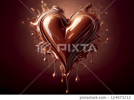 Melted heart shaped chocolate background 124073212