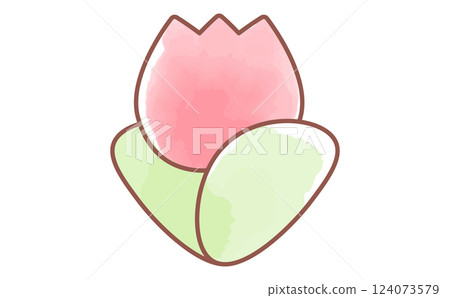 Cute watercolor illustration of round tulips 124073579