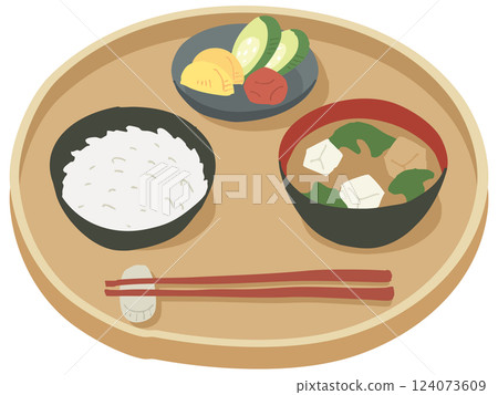 Soup and dish / rice version (with tray) 124073609