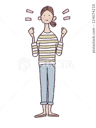 一個女人做膽量姿勢的插圖 124074210
