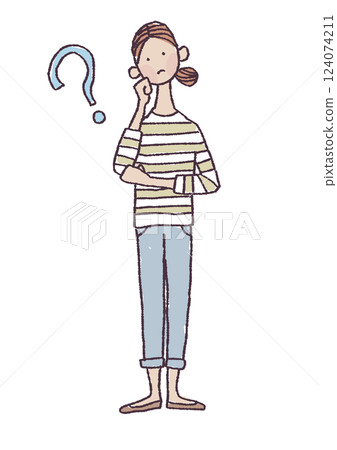 Illustration of a woman in doubt Illustration of a woman in doubt 124074211