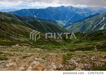 The cirque of Mt. Arakawa and the ridgeline of Mt. Karasugatake in the Southern Alps 124074250